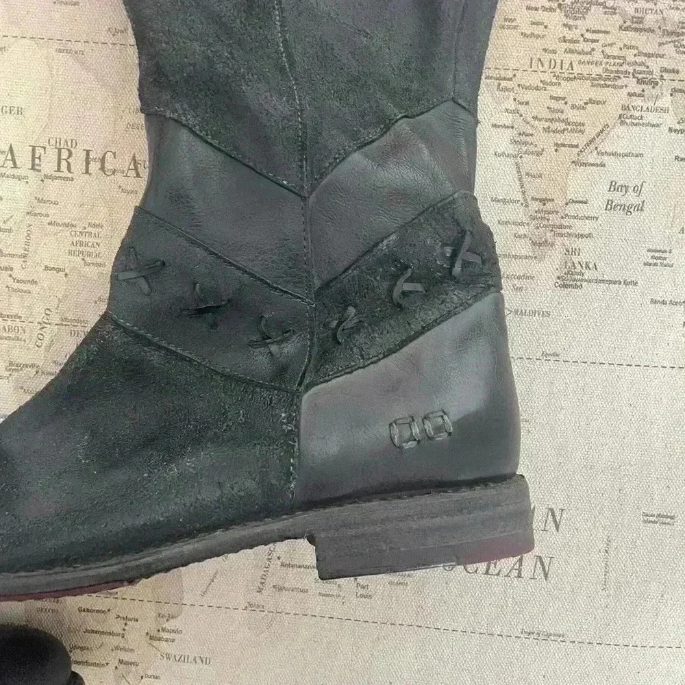 Bed Stu Midge Western Boots Cobbler Series Knee High Leather  Black 39 EUC